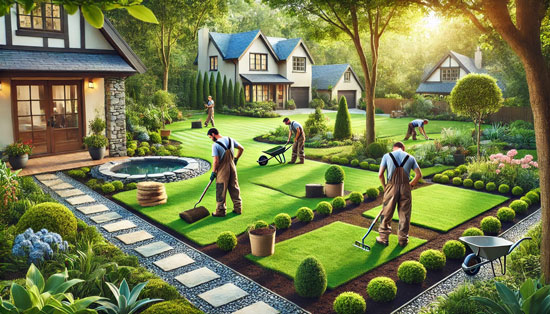 Conceptual graphic illustration representing the landscaping industry